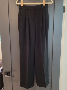 J. Crew Black High-Rise Pleated Wide-Leg Trousers